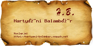 Hartyáni Balambér névjegykártya